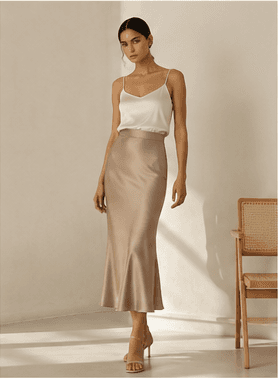 Elara Satin Skirt — Champagne