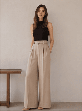 Nora Wide-Leg Trouser — Stone